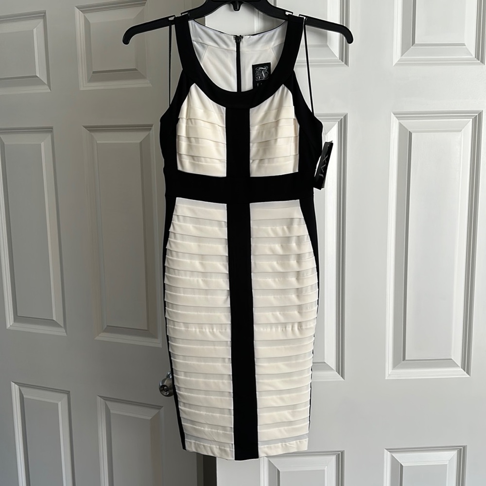 NWT black and ivory sleeveless dress